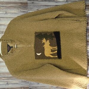 Woolrich Zip Up Sweater with Moose Design Size S